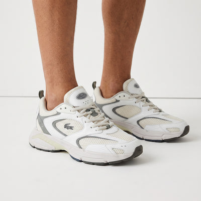 Lacoste cream and grey chunky sneakers with mesh panels and croc logo