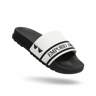 Giorgio Armani Logo Slides – White & Black Edition ⚪🖤