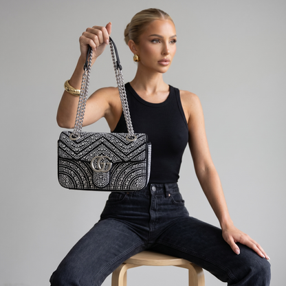 ✨ Gucci GG Marmont Crystal Embellished Shoulder Bag – Black Diamond Edition ✨