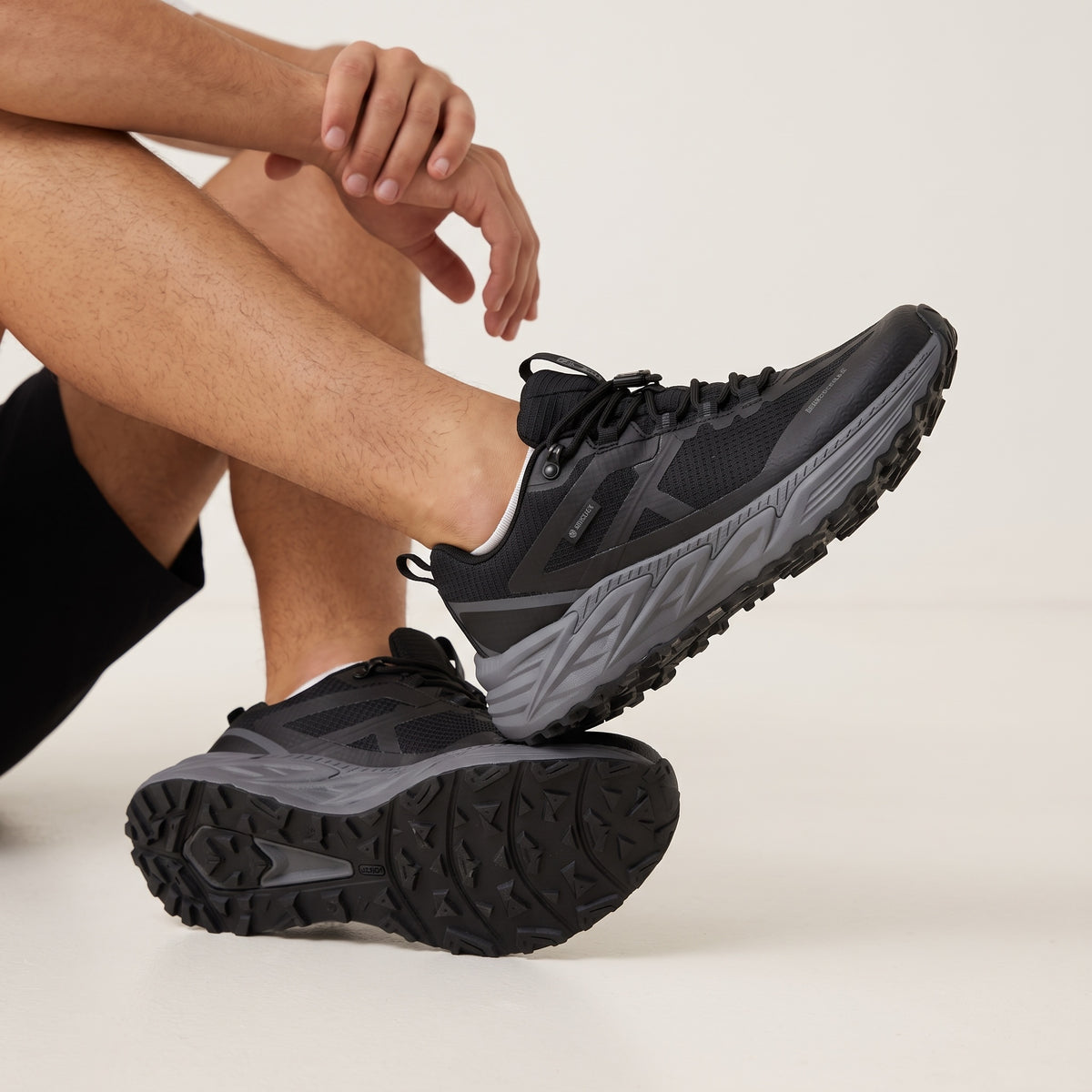 Black Columbia all-terrain chunky sole sneaker side view