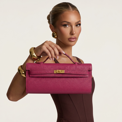 💗 Hermès Pink Leather Kelly Style Clutch