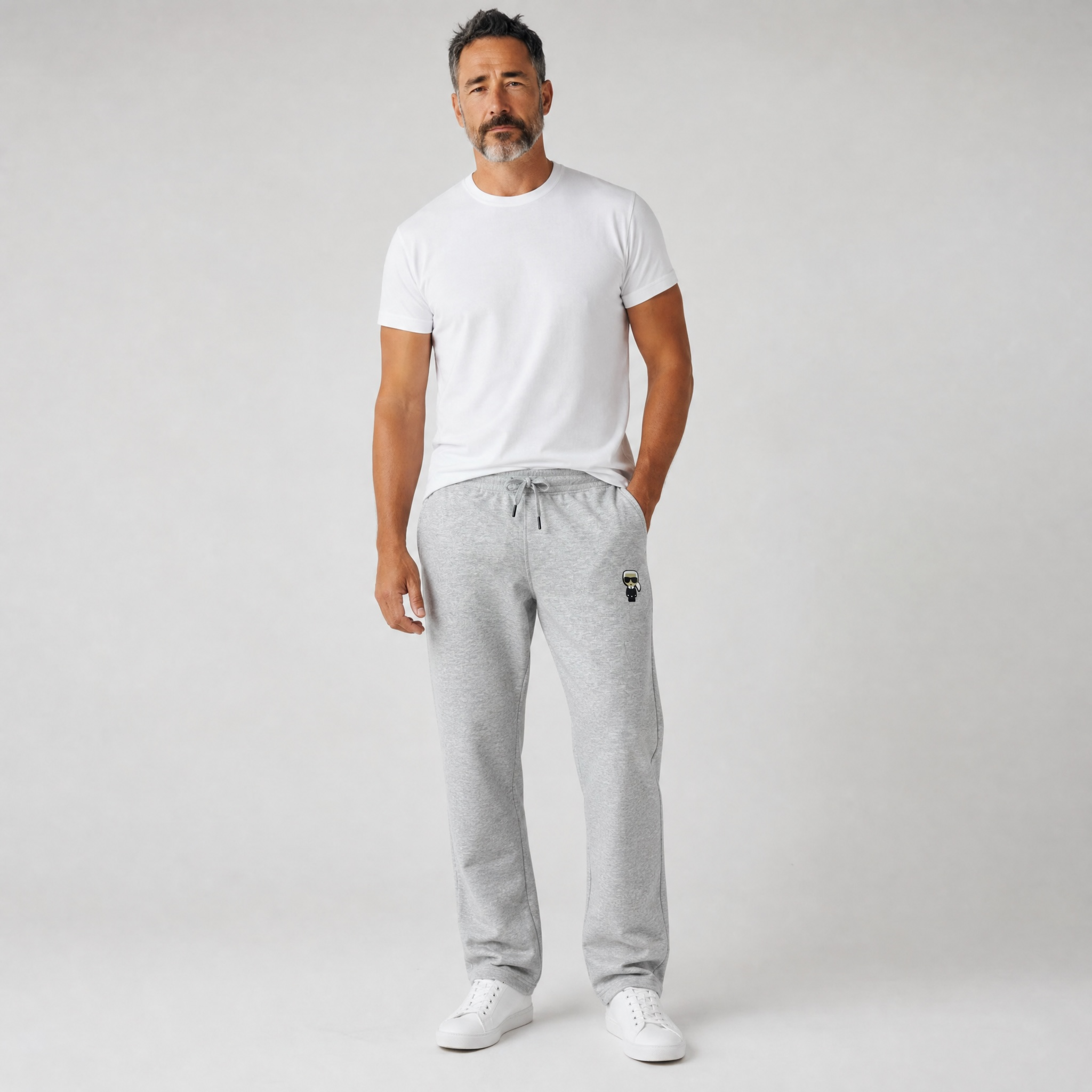 🩶 Karl Lagerfeld Ikonik Skull Sweatpants – Grey Melange Edition 🩶