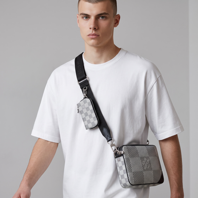 🤍 Louis Vuitton Damier Graphite Messenger Bag Set – White Checkered
