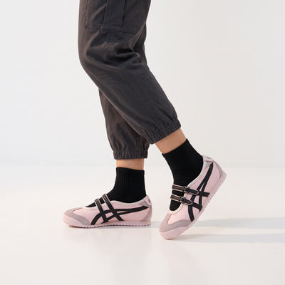 Onitsuka Tiger pink Mary Jane sneakers with black stripe straps