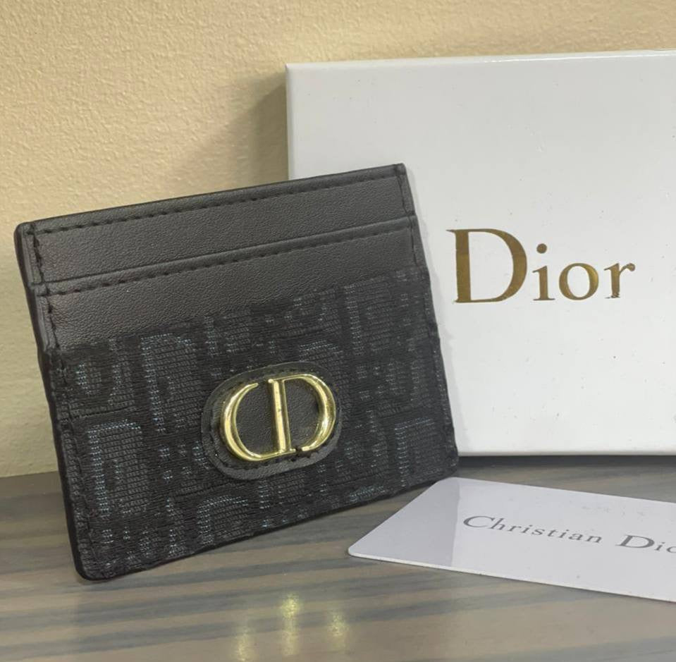 Dior Oblique Canvas Card Holder with Gold CD Logo