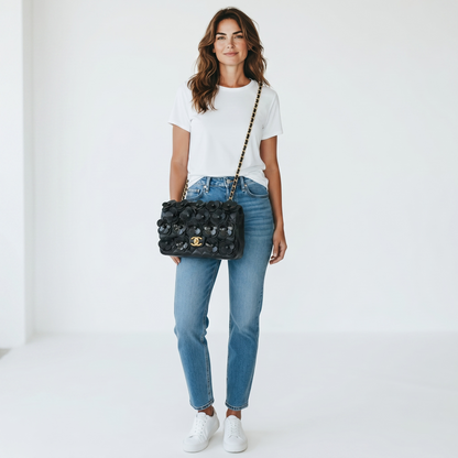 Chanel Black Camellia Statement Bag 🖤✨