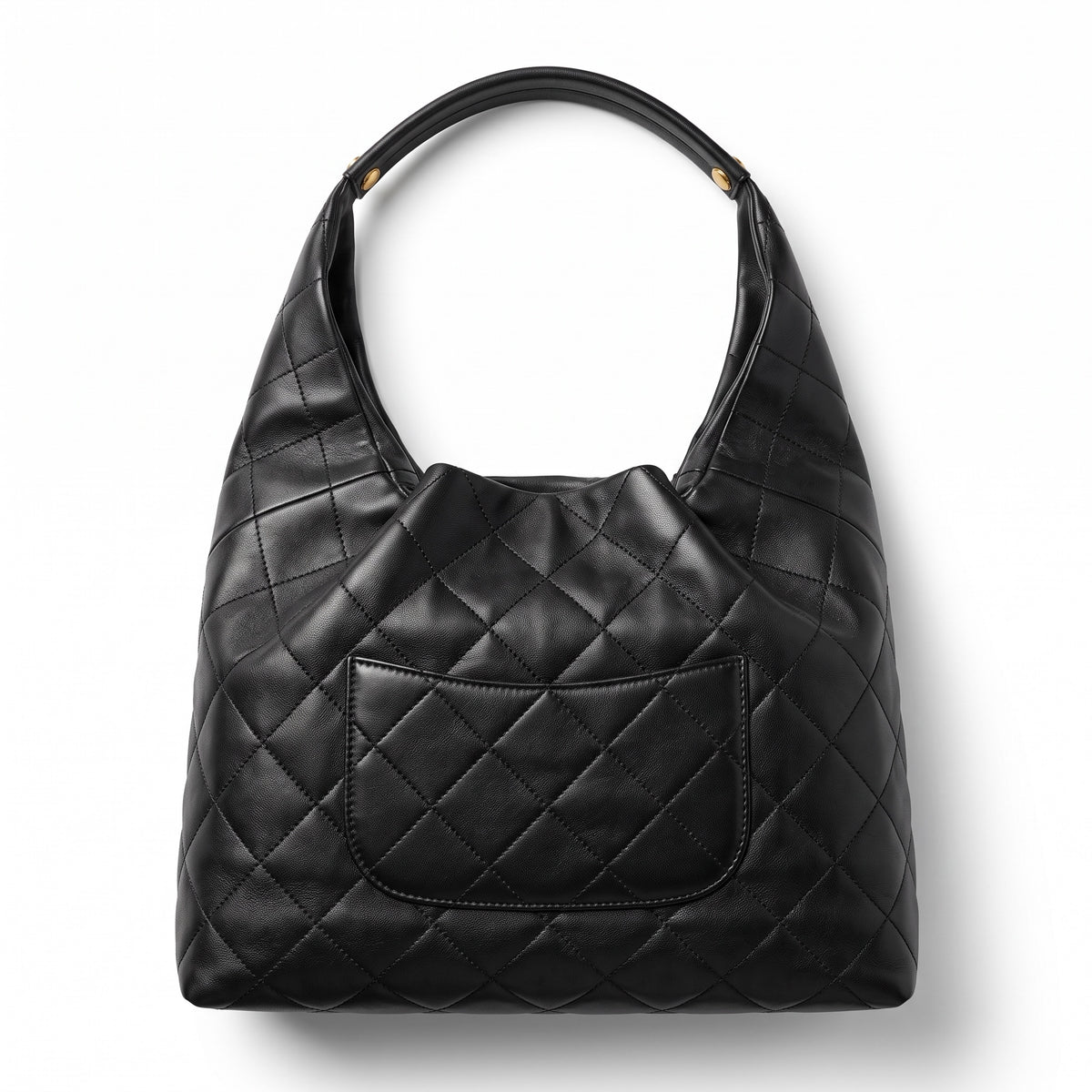 Black quilted Chanel hobo bag with gold CC charm and chain