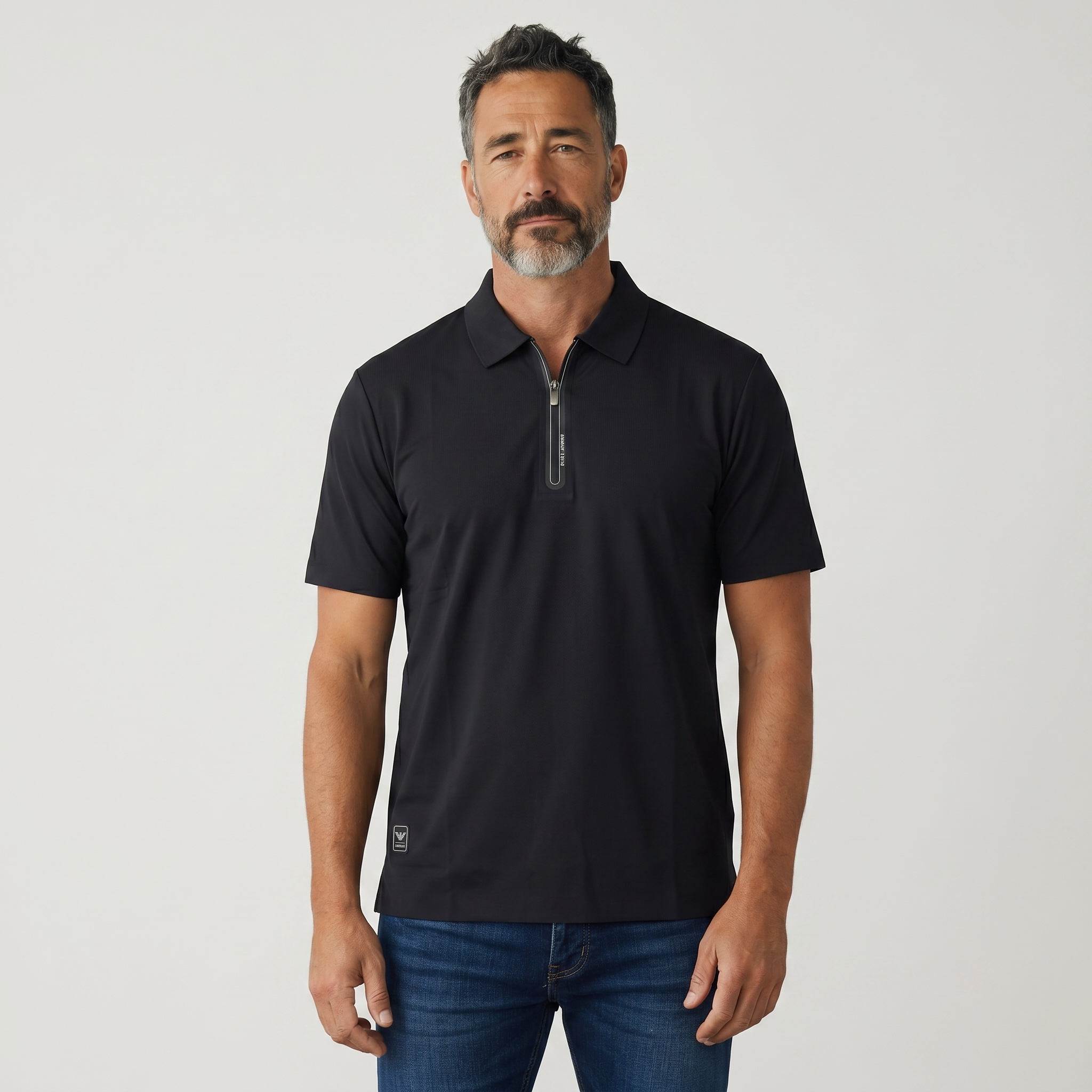 🖤✨ Emporio Armani Black Half-Zip Polo Shirt – Premium Luxury Edition 👔🔥
