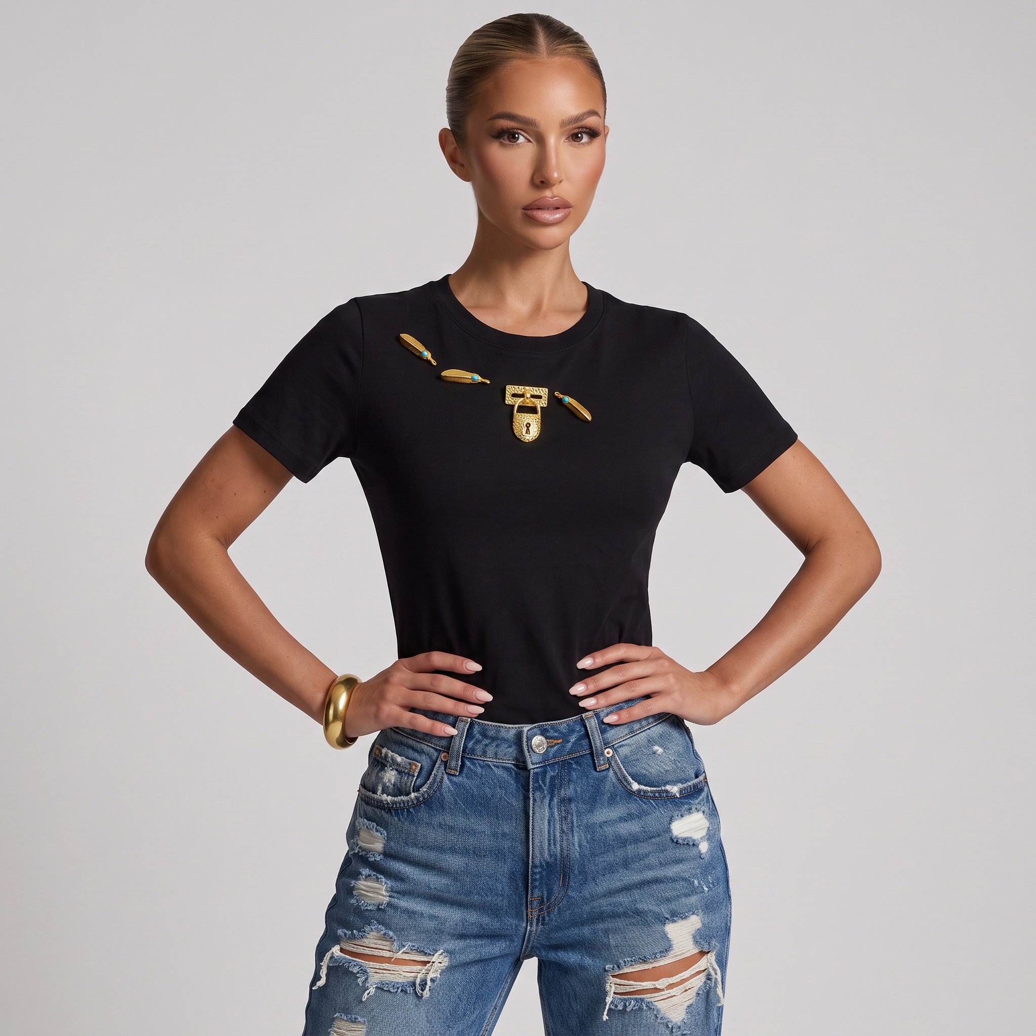 Schiaparelli Embellished Cotton T-Shirt – Black