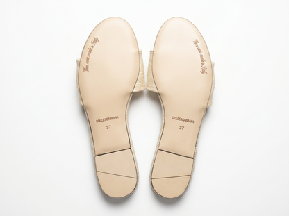 Dolce & Gabbana DG Raffia Slide Sandals – Blush Pink 🌸✨
