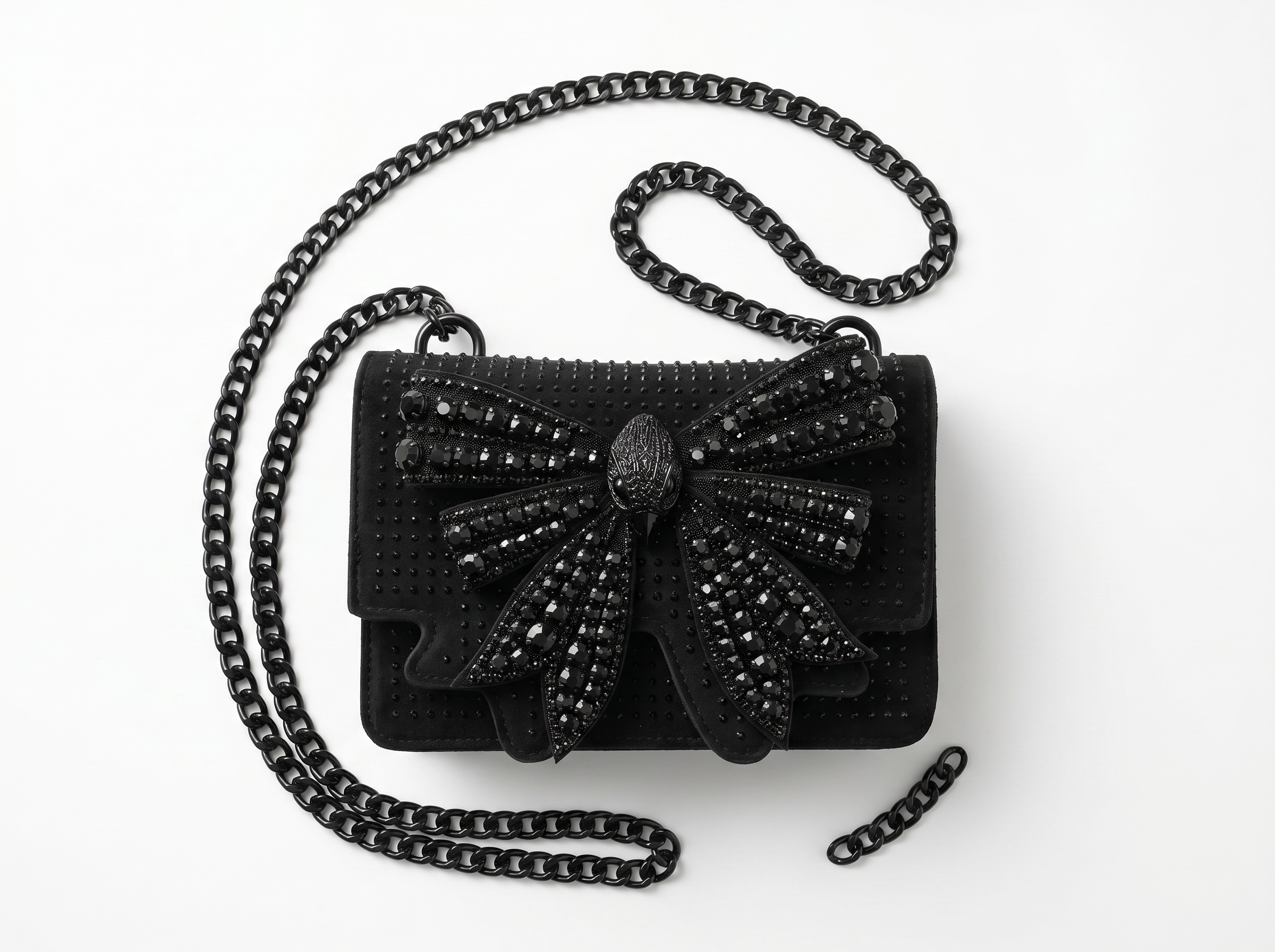 🖤 Kurt Geiger Kensington Crystal Bow Crossbody – All Black Edition 🖤