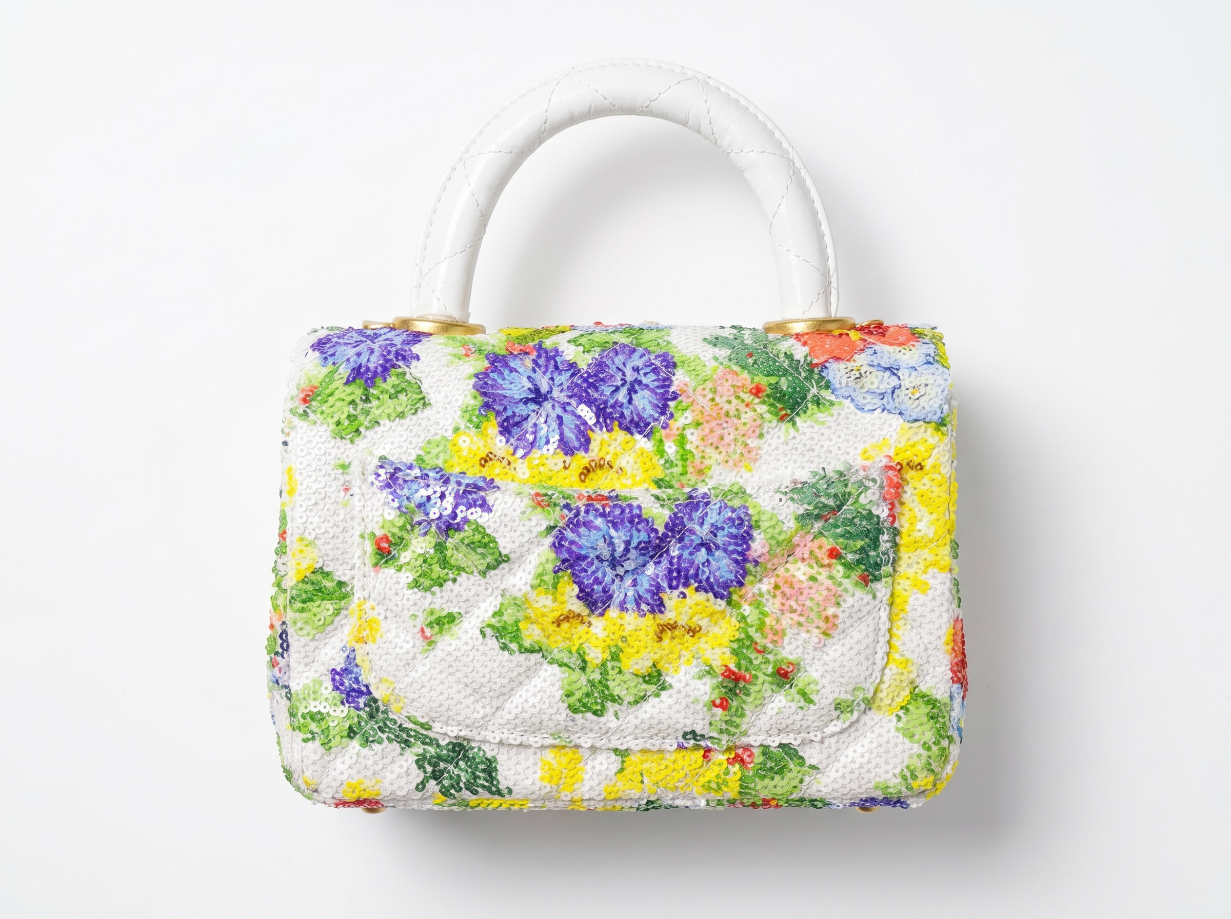 🌼 Chanel Floral Sequin Mini Top Handle Bag 🌼