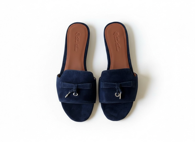 LORO PIANA Style Navy Suede Slides 💙✨ | Elegant Minimal Edition
