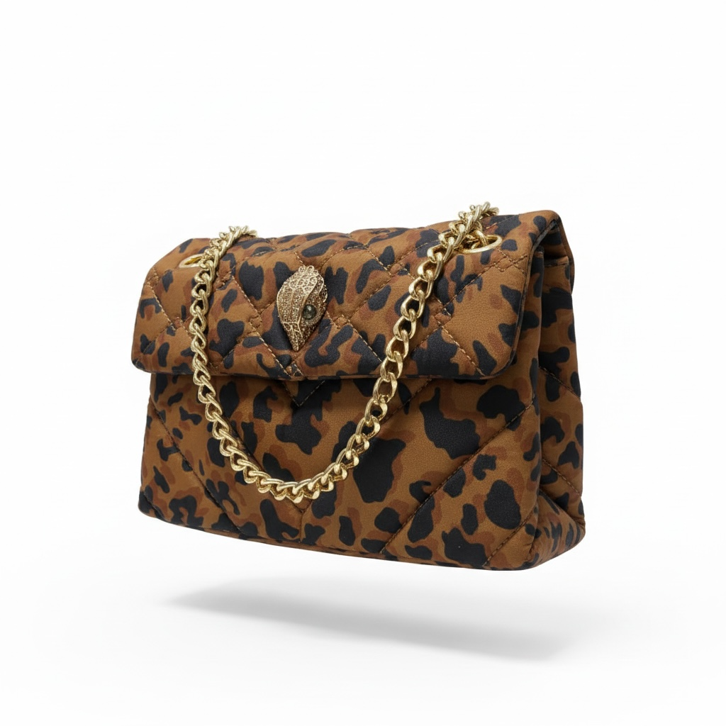 🐆 Kurt Geiger Leopard Quilted Chain Bag – Statement Animal Print Shoulder Bag
