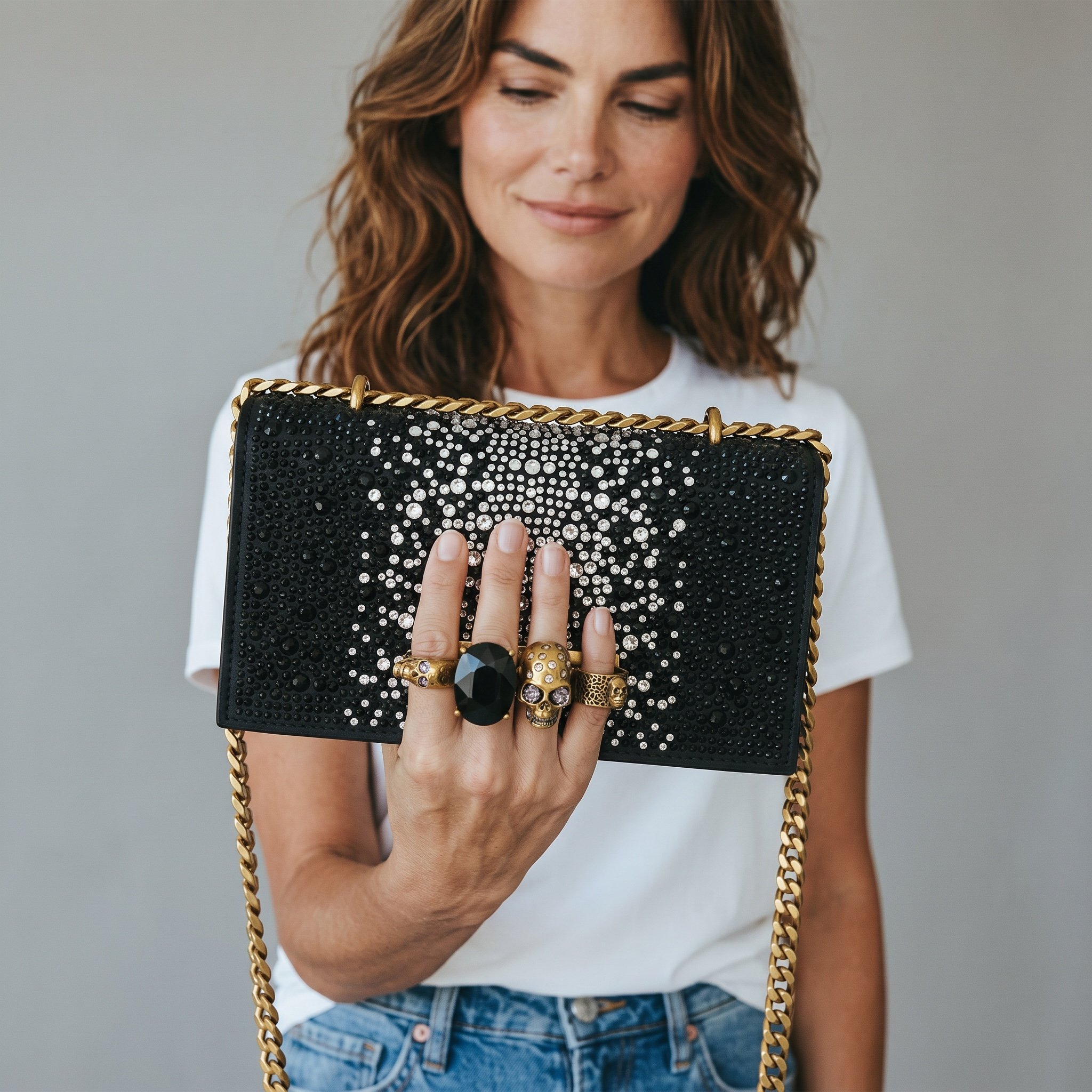 Alexander McQueen Crystal Skull Clutch 🖤✨☠️