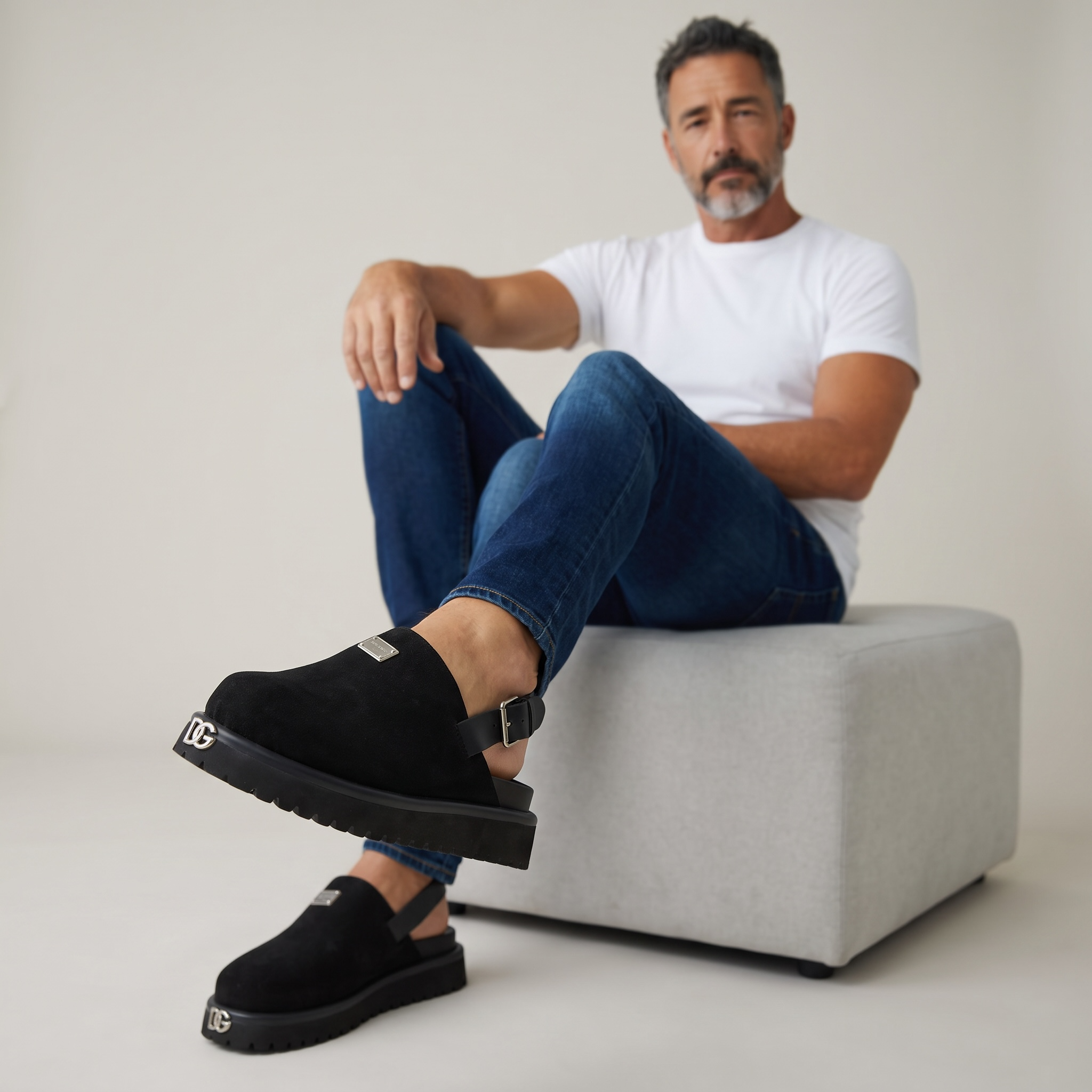DOLCE & GABBANA Luxury Black Slingback Clogs – DG Logo Statement & Premium Chunky Sole 👟✨