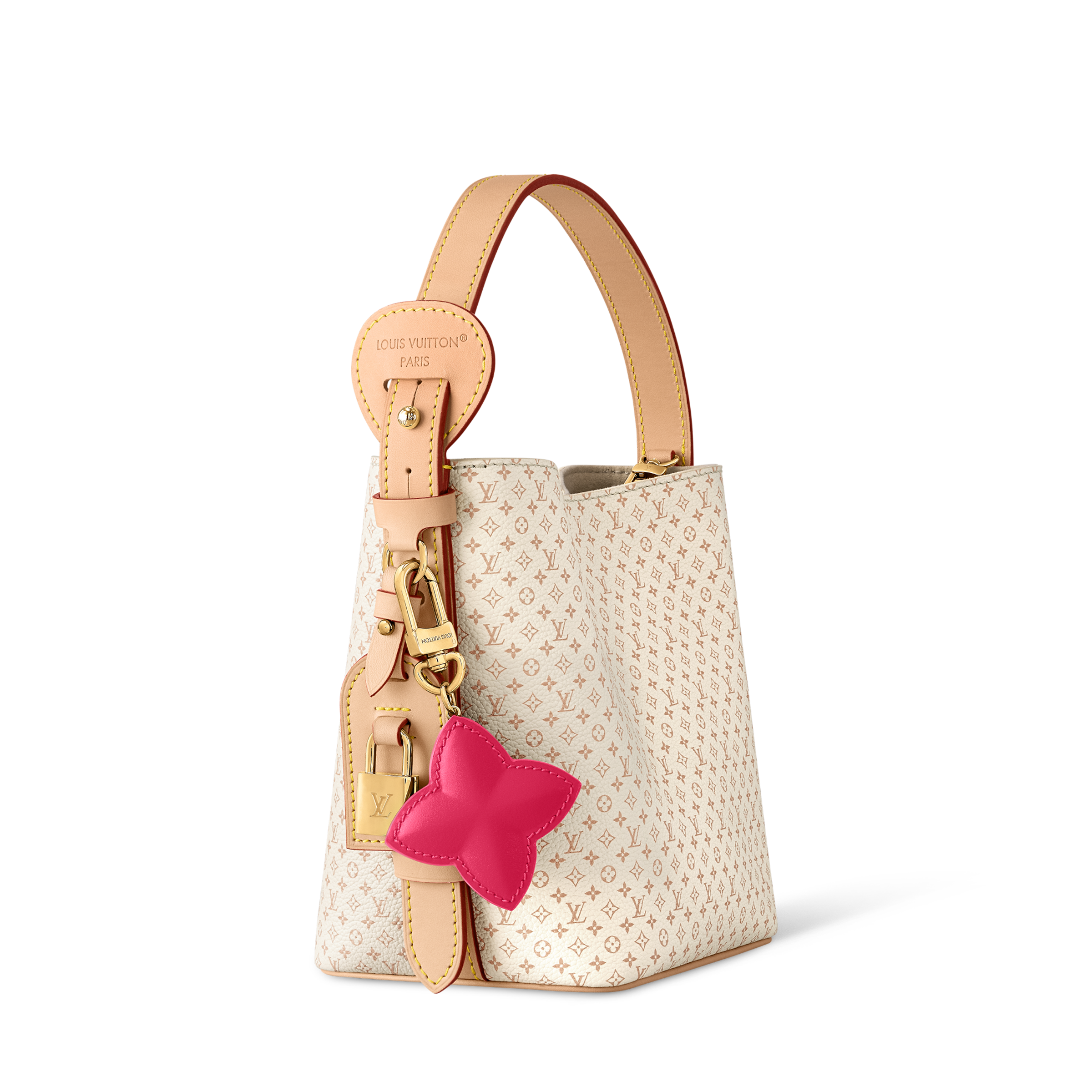 Louis Vuitton Mini Monogram Bucket Bag – Elegant Cream Canvas Tote
