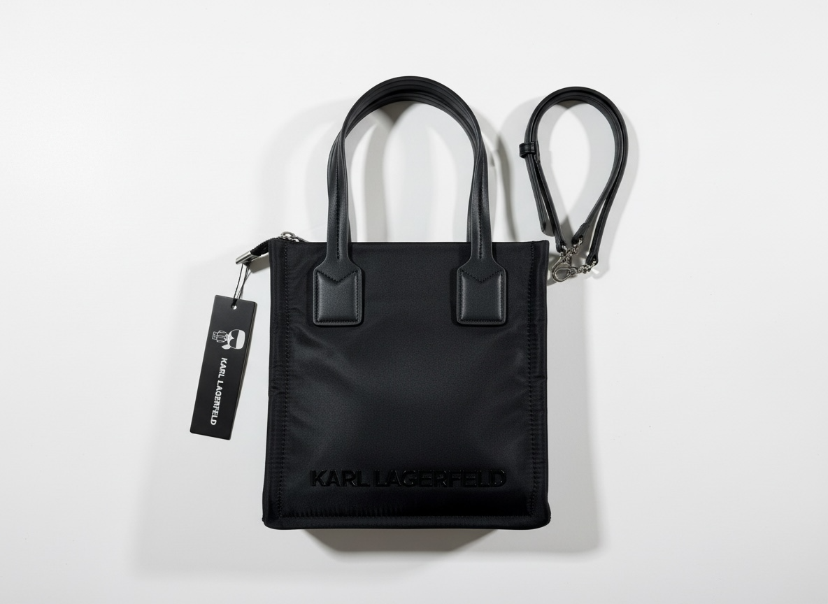 KARL LAGERFELD Mini Black Tote Bag 🖤✨ | Crossbody Set with Pouch