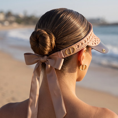 Dior Cannage Bow Visor – Nude Beige 🤎✨