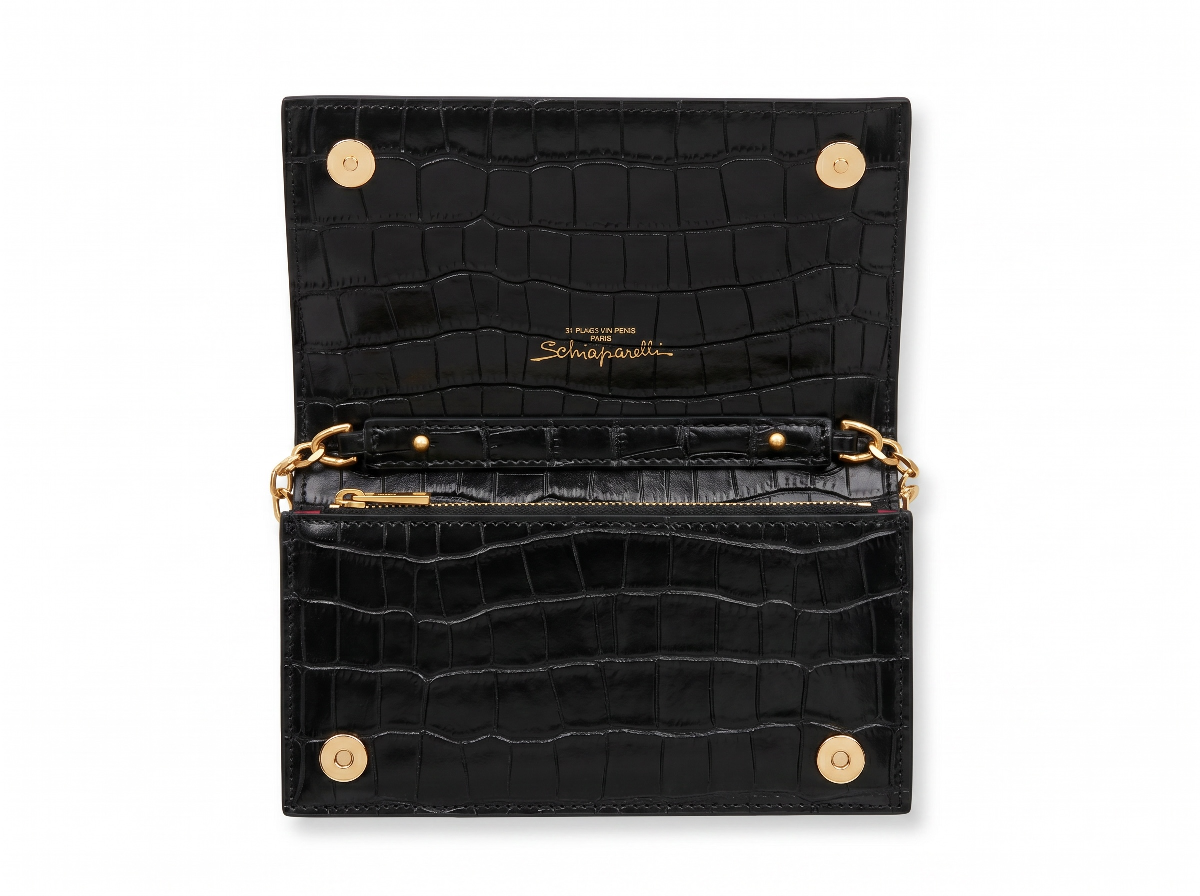 🖤 SCHIAPARELLI Keyhole Croc-Embossed Chain Bag ✨
