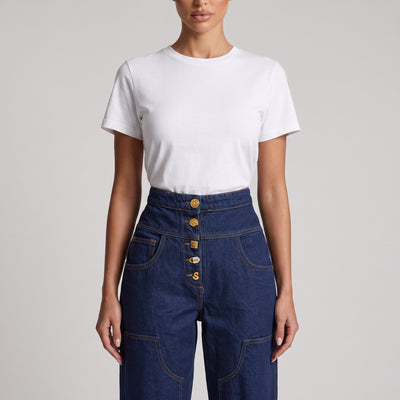 Women's white slim crew neck t‑shirt