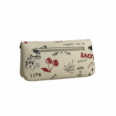 Zadig & Voltaire Graffiti Cream Clutch – Playful Parisian Chic