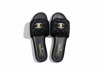 CHANEL Quilted Velvet Slides – Black 🖤✨ | Timeless CC Luxury