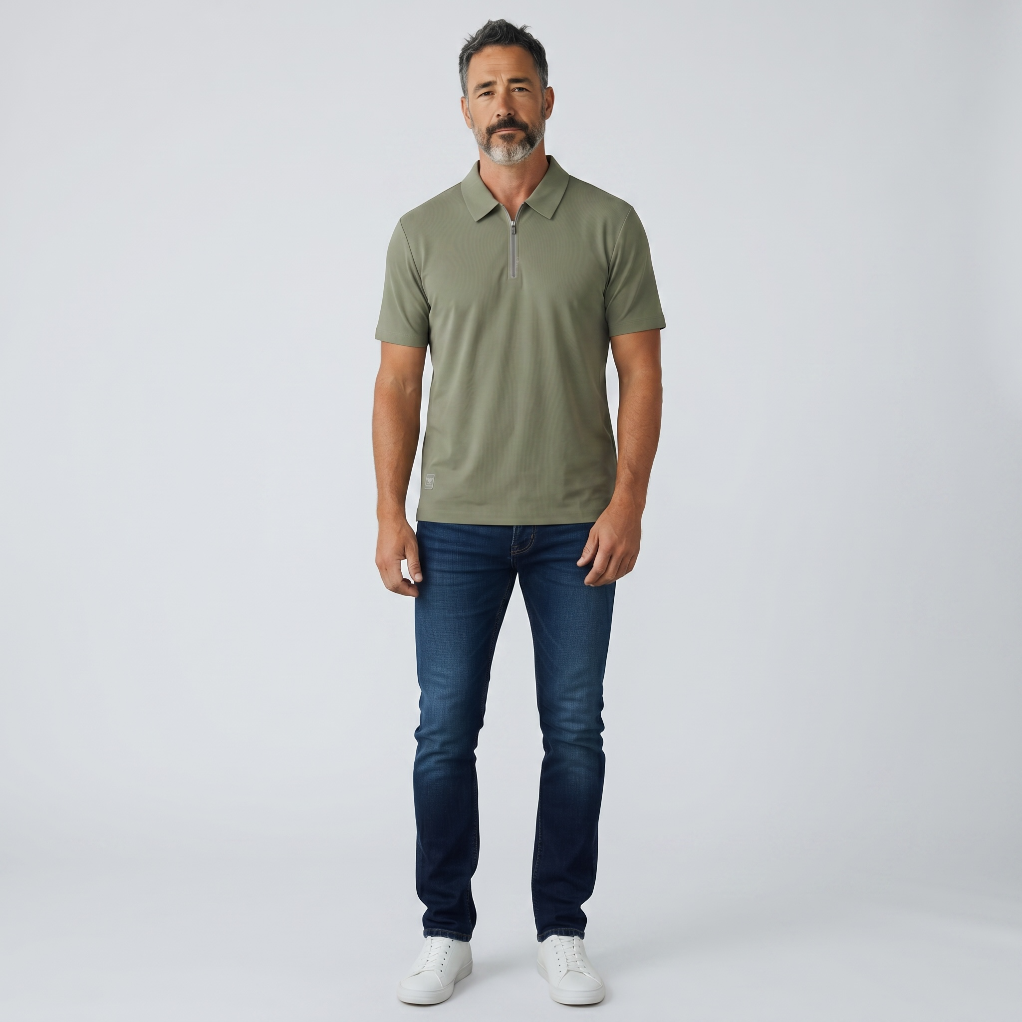 🫒✨ Emporio Armani Olive Half-Zip Polo Shirt – Luxury Minimal Edition 👔🔥