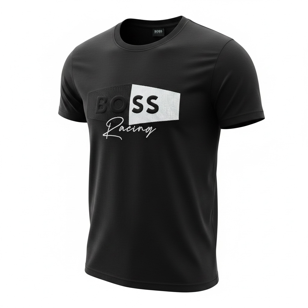 HUGO BOSS Racing Black Graphic T-Shirt 🖤🏁 Sport Luxe Edition