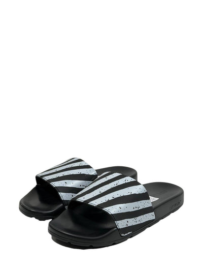 OFF-WHITE Industrial Stripe Slides – Black/White Edition ⚫⚪🔥
