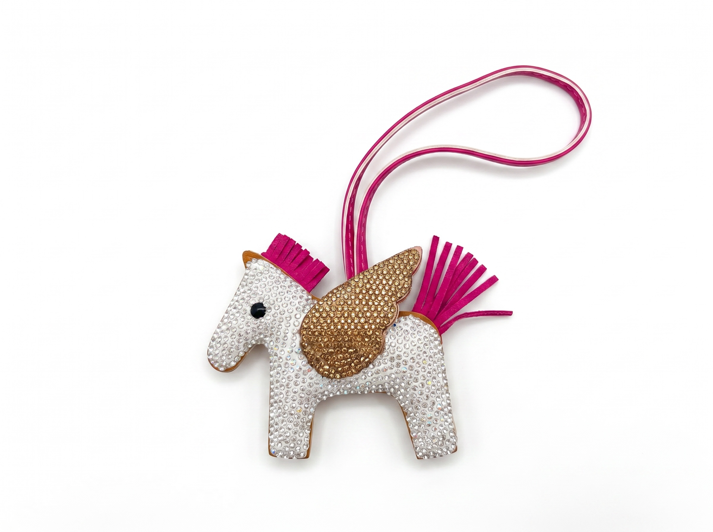 🦄 HERMÈS Rodeo Pegasus Crystal Charm – Rose Gold Wing Edition ✨💗