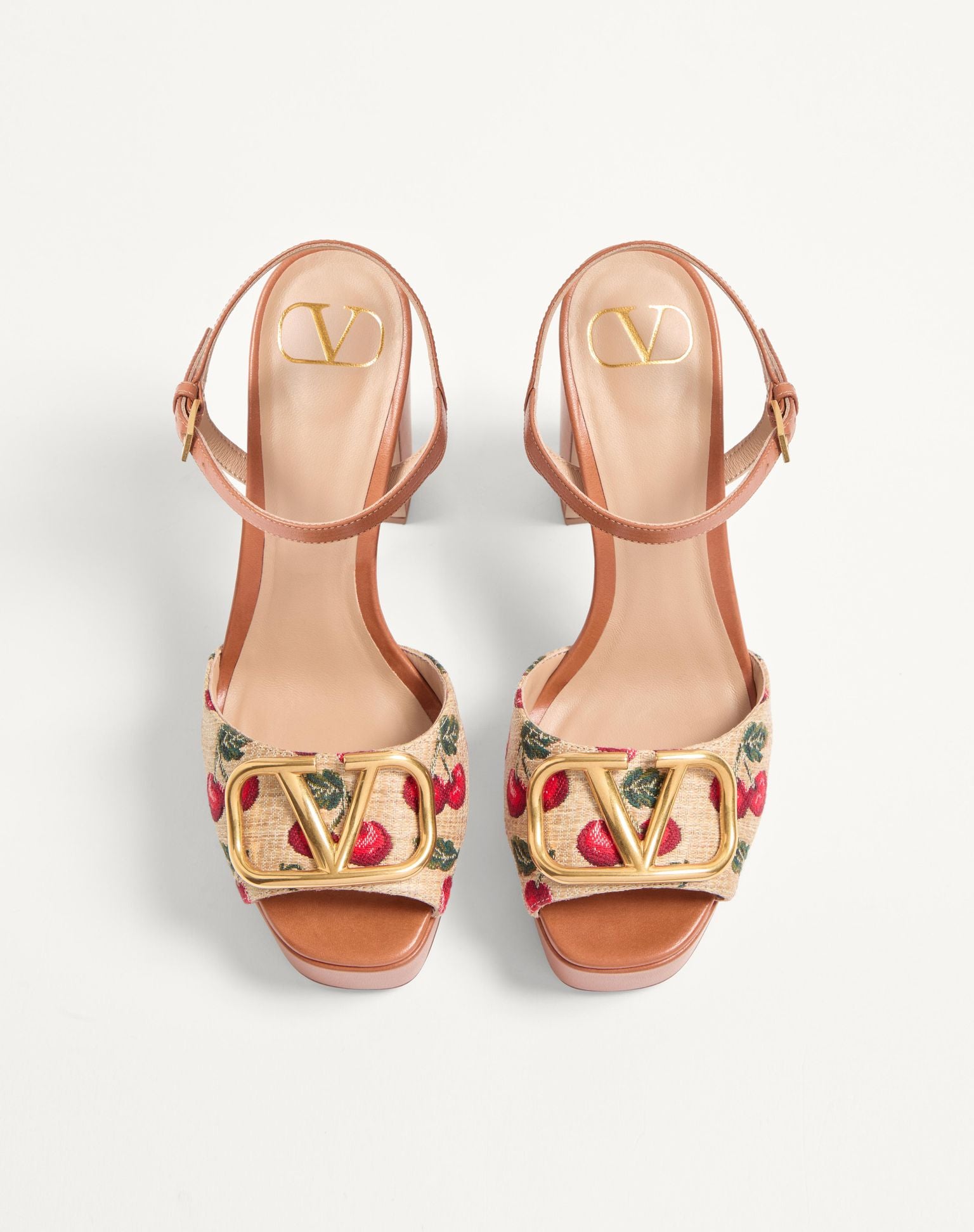 👠 Valentino Cherry Print Platform Block Heel Sandals🍒🍒