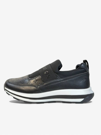Louis Vuitton Black Monogram Slip-On Sneakers 🖤✨ Luxury Comfort Fit