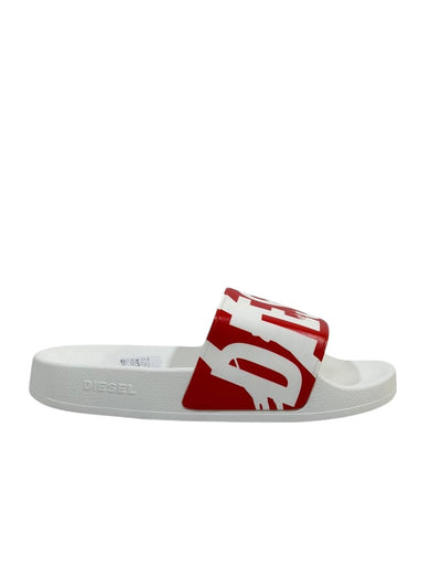 DIESEL Slides – Red Logo Statement Edition 🔴⚪