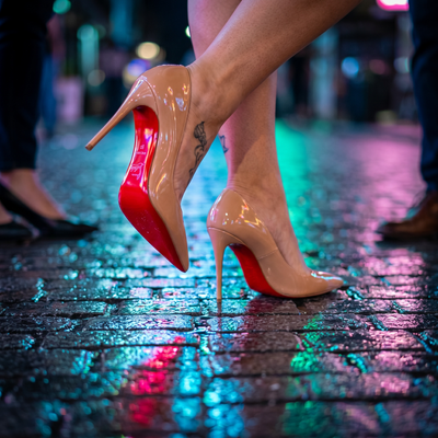 Christian Louboutin Nude Patent Red Bottom Heels 👠✨