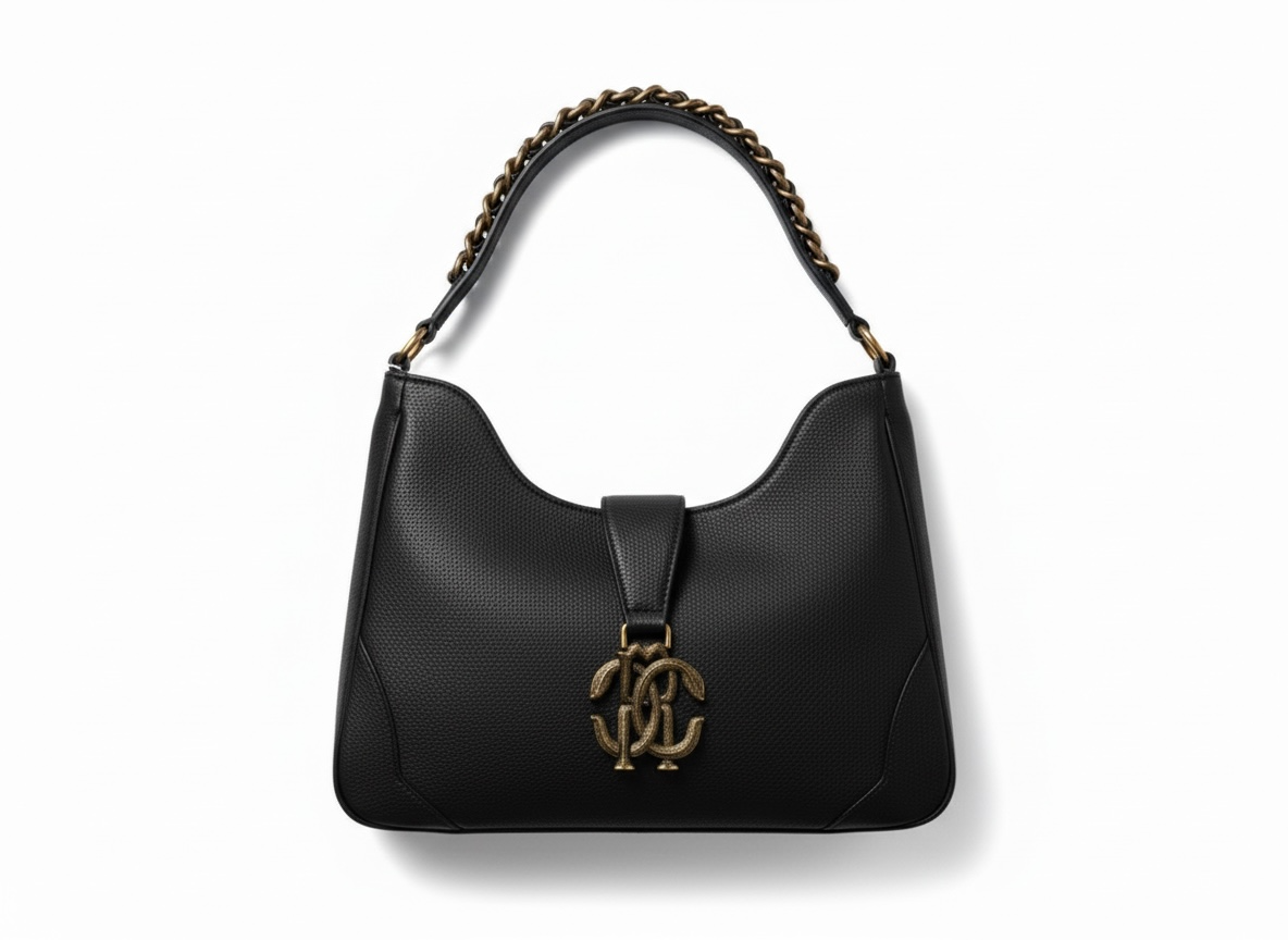 ROBERTO CAVALLI RC Monogram Shoulder Bag 🖤✨ | Statement Luxe Handbag