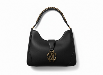 ROBERTO CAVALLI RC Monogram Shoulder Bag 🖤✨ | Statement Luxe Handbag