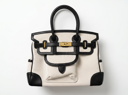👜 Hermès-Inspired Canvas & Leather Structured Tote