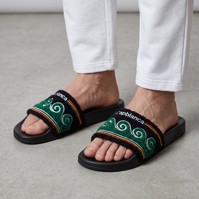 Casablanca Terry Cloth Logo Slides – Black & Green