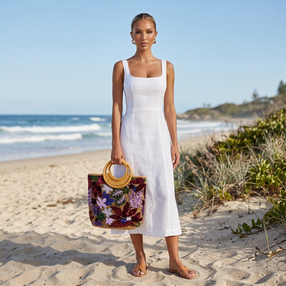 Floral Sequin Beach Tote Bag 🌸👜✨