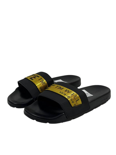 OFF-WHITE Industrial Belt Slides – Black/Yellow Edition ⚫🟡🔥