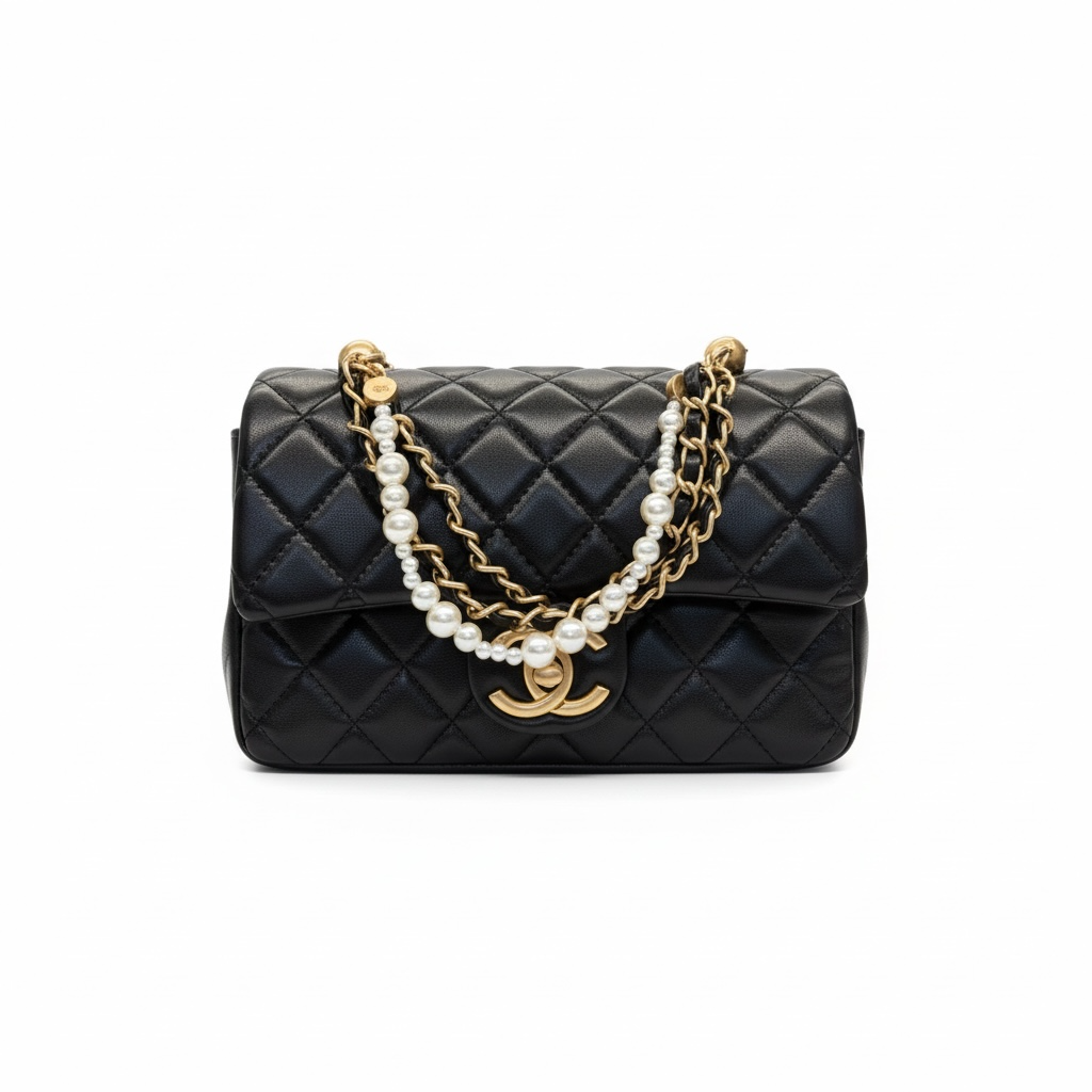 🖤✨ Chanel Quilted Pearl Chain Flap Bag ✨🖤