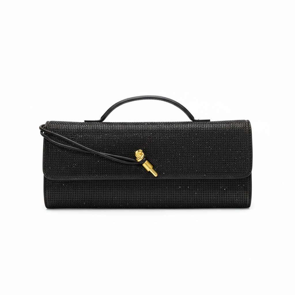 ✨ Bottega Veneta Black Crystal Knot Clutch – Luxury Evening Handbag ✨