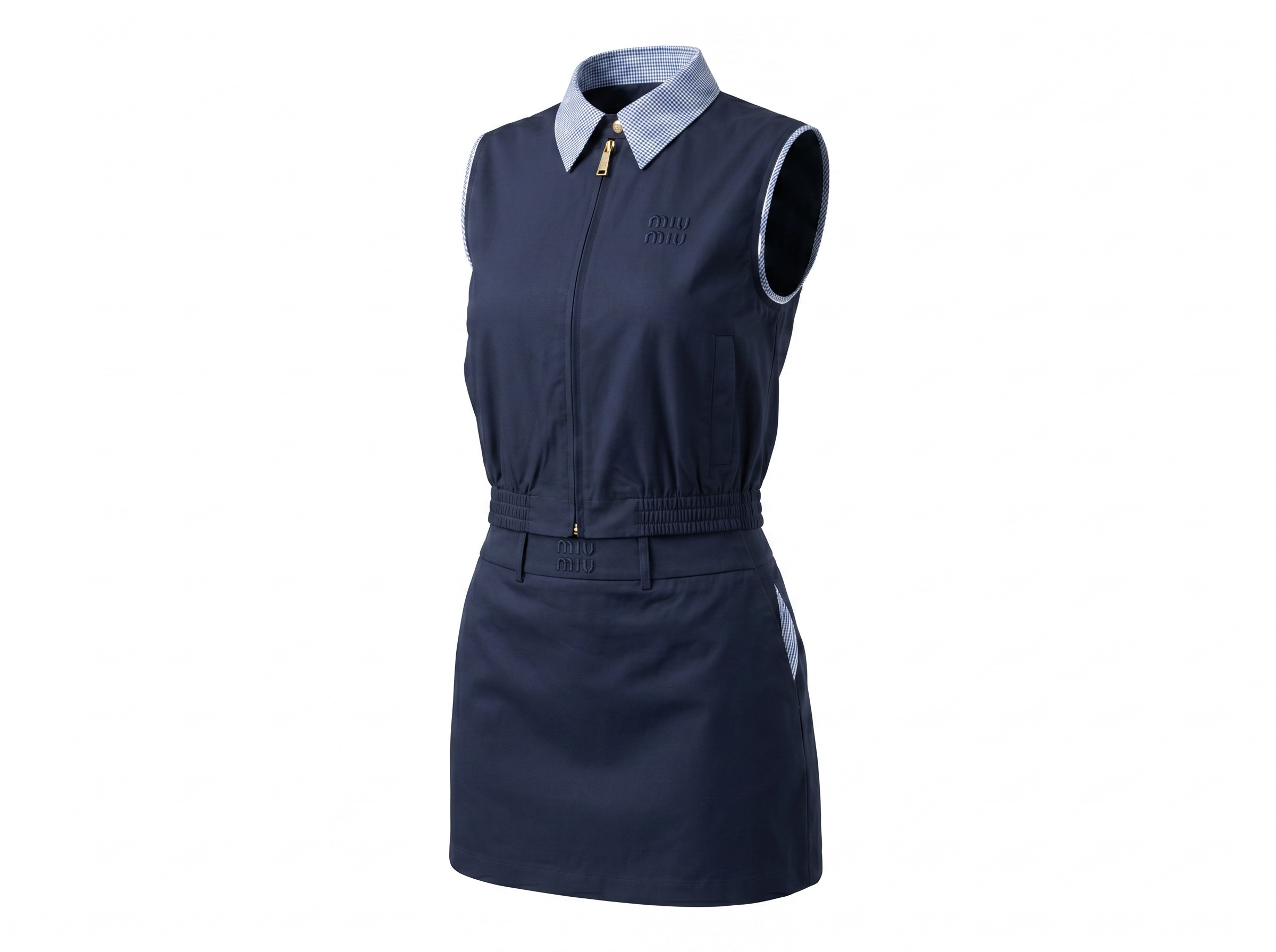 💙 Miu Miu Navy Sleeveless Zip Two-Piece Set ✨