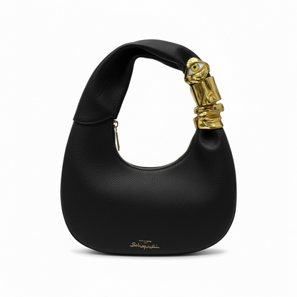 Schiaparelli Sculpted Gold Handle Hobo – Black & Gold ✨🖤