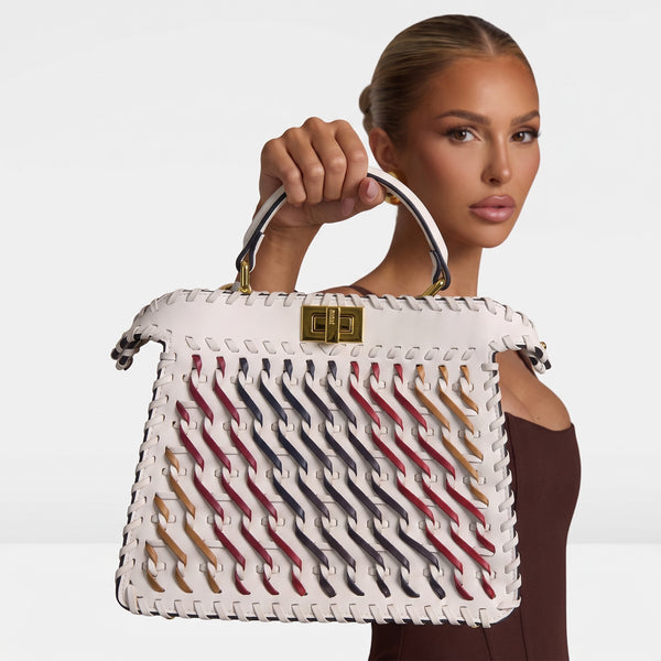 Fendi Woven Top-Handle – White Multicolor 👜✨