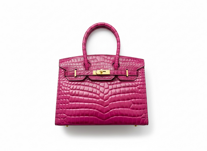 Hermès Birkin-Style Croc-Embossed Fuchsia Handbag 💖✨
