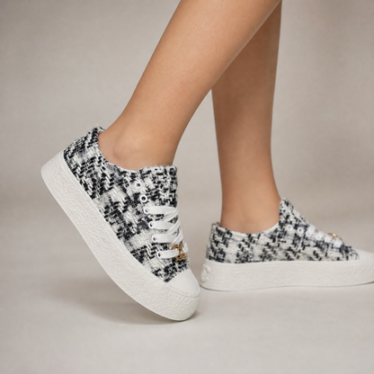 Chanel Tweed Platform Sneakers – Black & White Luxe Edition 🤍🖤