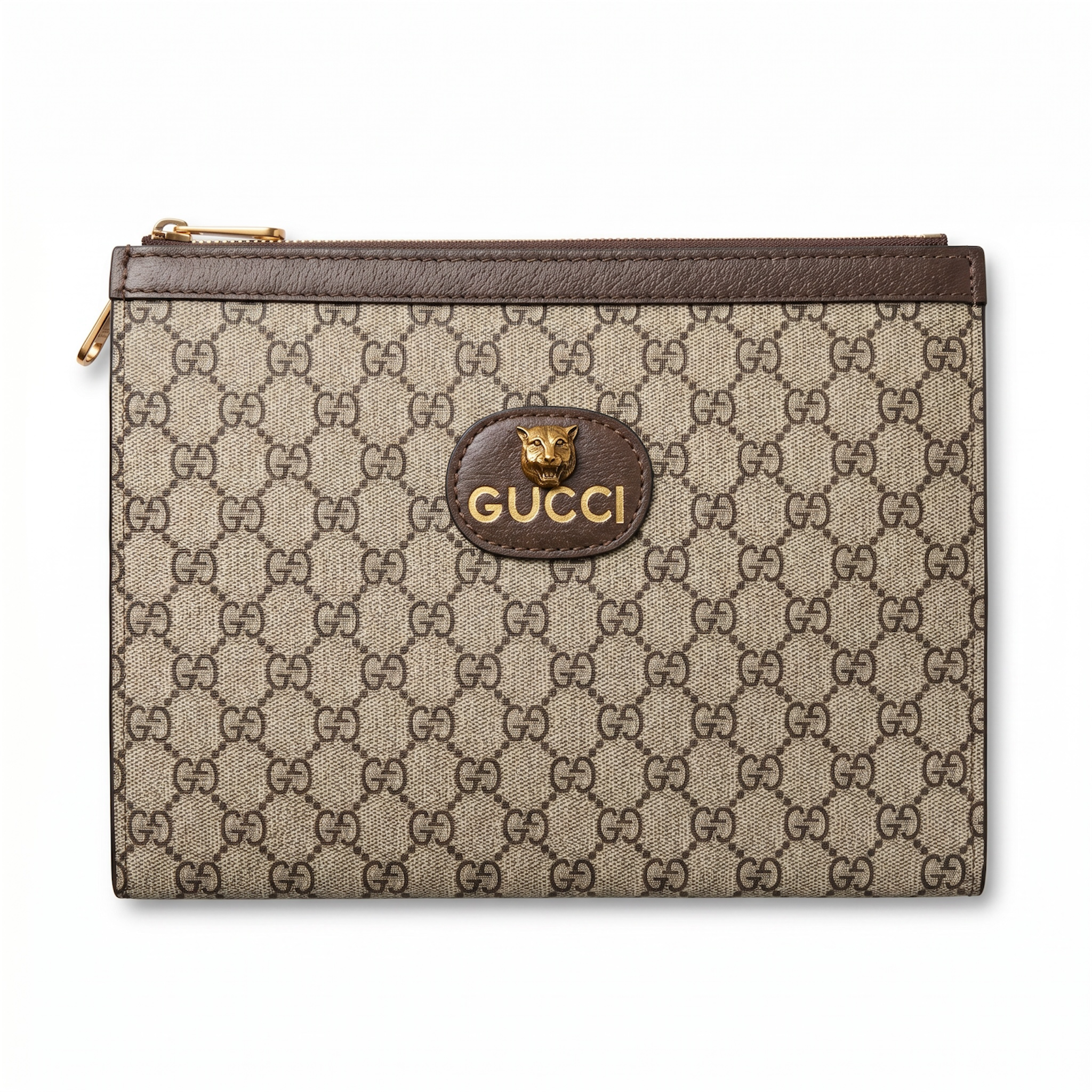 Gucci GG Supreme Tiger Logo Clutch Bag 🤎✨