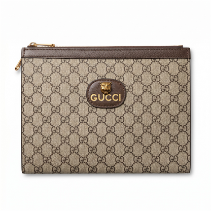 Gucci GG Supreme Tiger Logo Clutch Bag 🤎✨